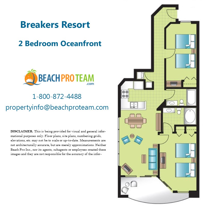 Breakers Resort Floor Plan - 2 Bedroom Oceanfront